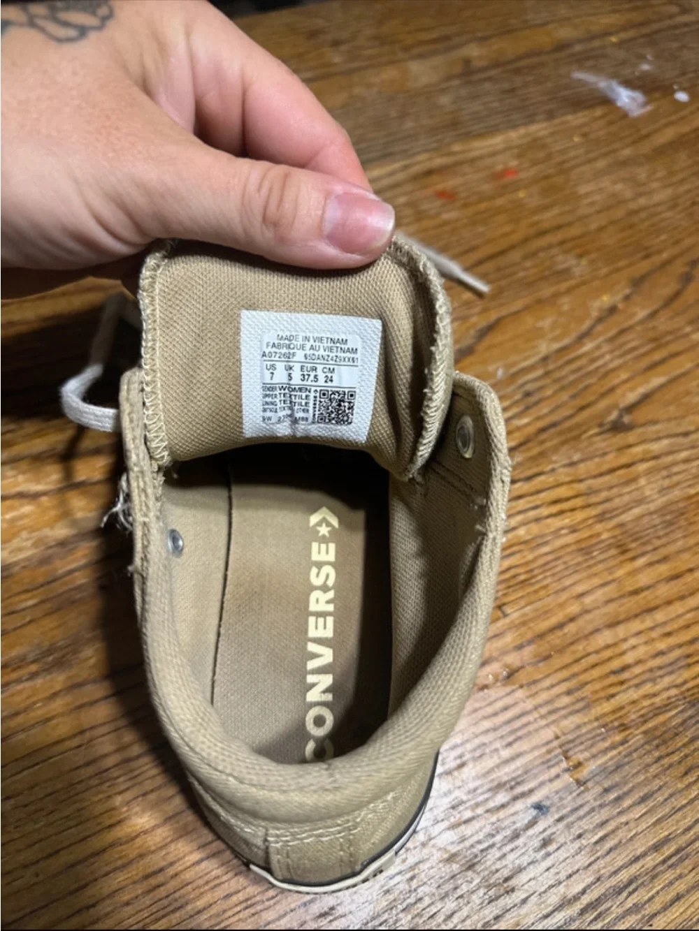 Converse High Top Sneakers in Khaki and White